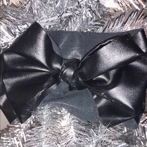 Black Leather Stretch Wrap Bow